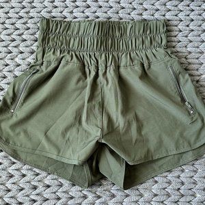 Super High Rise Lined Athletic Shorts with Thick Waist Band - Olive - Size S